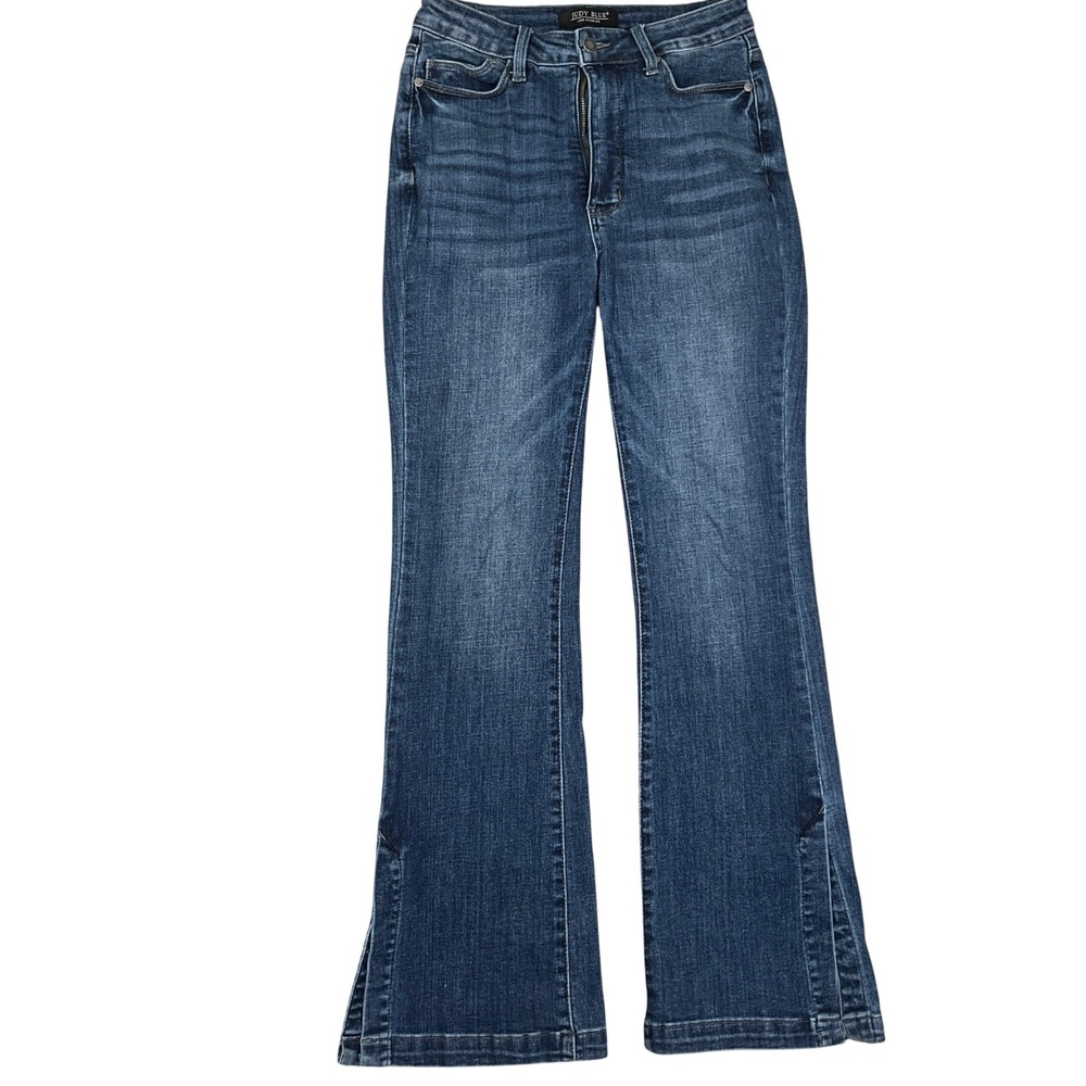 Judy Blue Jeans Womens 7/28 Blue Flare Side Slit High‎ Rise JB88476 MD Everyday